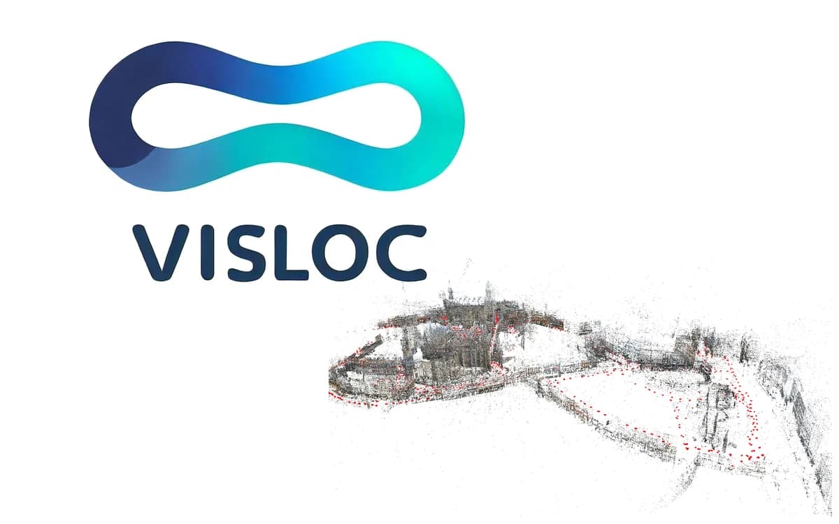 VisLoc logo beside a 3D point-cloud map of Aachen from the visloc_localization repository.